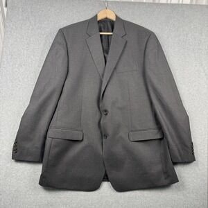 Chaps Blazer Jacket Mens 48L Gray Two Button Sport Coat Dressy Business Wedding